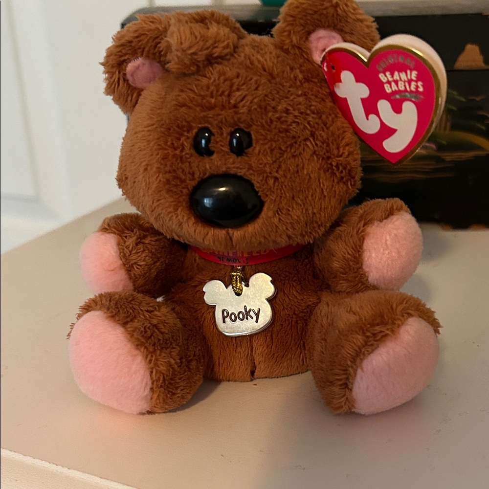 Ty Beanie Babies Pooky Brown and Pink Bear - Vintage - Hard to find
